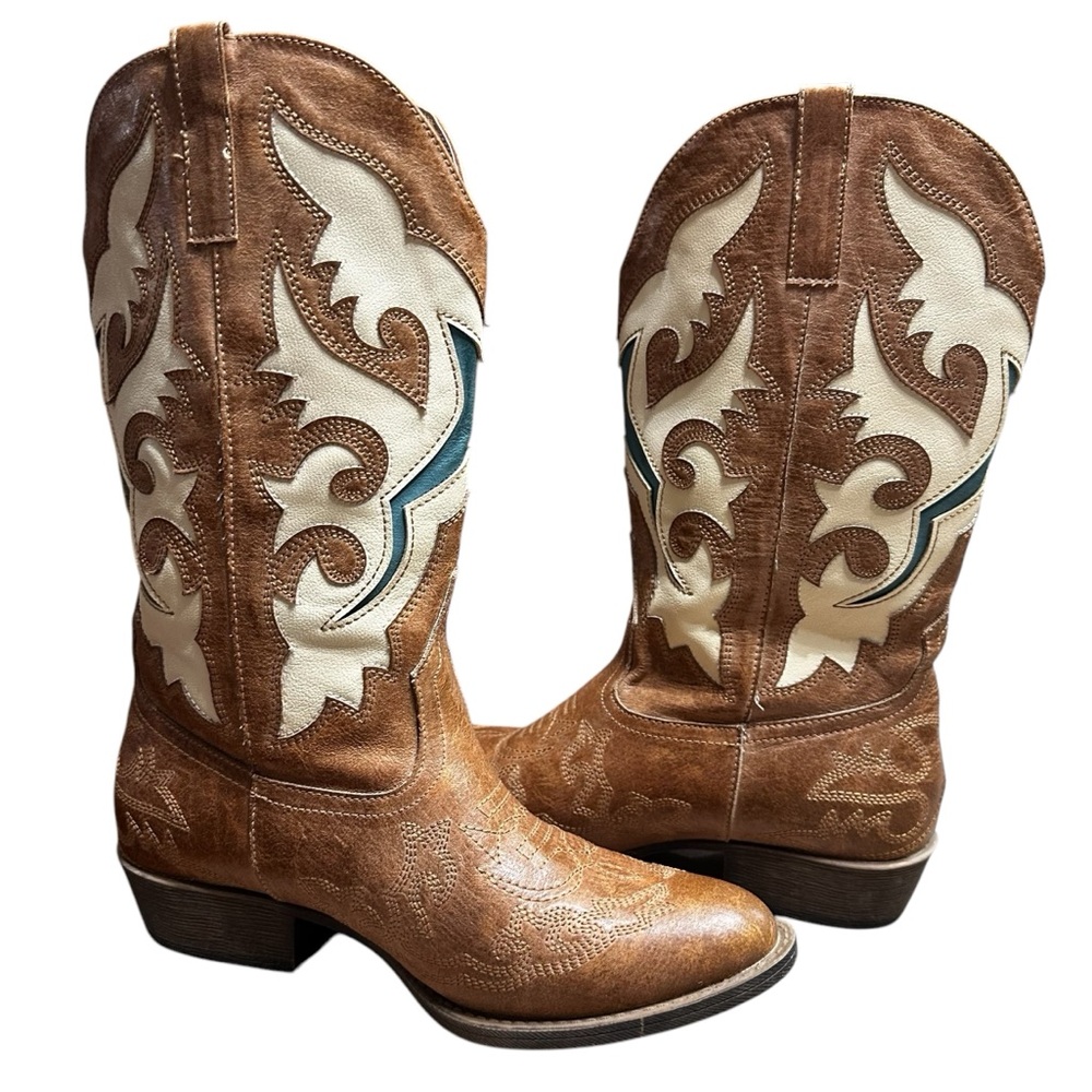 Matisse Brown and Cream Heeled Boots